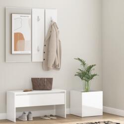 vidaXL Set de mobilier pentru hol, alb extralucios, lemn prelucrat (3082059)