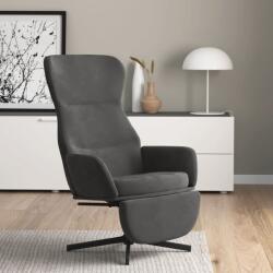 vidaXL Scaun de relaxare cu taburet, gri închis, catifea (3097496)