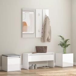 vidaXL Set de mobilier pentru hol, alb extralucios, lemn prelucrat (3082068) Garderoba