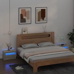 vidaXL Noptiere cu LED-uri, 2 buc. , gri beton, 60x35x40 cm (3080738)