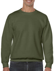 Gildan Uniszex Pulóver Hosszú ujjú Gildan Heavy Blend Adult Crewneck Sweat - L, Katonai zöld