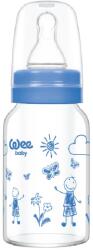 Wee Baby Biberon din sticlă termorezistentă Wee Baby Classic, 120 ml, albastru (770)