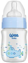 Wee Baby Biberon din sticlă termorezistentă Wee Baby Classic Plus, 120 ml, albastru (139)