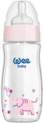 Wee Baby Biberon din sticlă termorezistenta Wee Baby Classic Plus, 180 ml, roz (140)