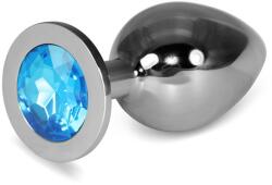 Lovetoy Dop Anal Cu Bijuterie Rosebud Classic Metal Plug L, Argintiu + Bleu, 10 Cm