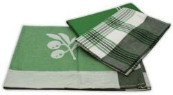 4-Home Zöld levelek egyiptomi pamutból készült konyharuha, 50 x 70 cm, 3 db-os szett