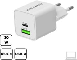 Cellect Hálózati gyorstöltő adapter 30W USB-A és C csatlakozóval, Fehér - fortunagsm - 2 670 Ft