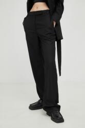 Bruuns Bazaar pantaloni femei, culoarea negru, drept, high waist 9BYY-SPD0KK_99X