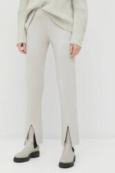 Liviana Conti pantaloni femei, culoarea gri, drept, high waist MBYY-SPD01J_90X