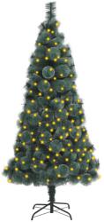 vidaXL Brad de Crăciun artificial cu LED/suport, verde, 150 cm, PET (3077774)