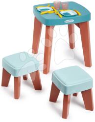 Ecoiffier Masă cu două scăunele Dinning Table Vert Azur Ecoiffier cu set de luat masa 13 accesorii de la 18 luni (ECO1687) Bucatarie copii