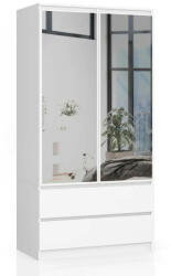 AKORD Gardróbszekrény tükörrel + fiókkal - Akord Furniture S90 - fehér