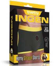 Lovetoy Boxeri Pentru Strap-On Horny Strapon Shorts, Negru + Galben, XS/S (talie 71-83 cm)