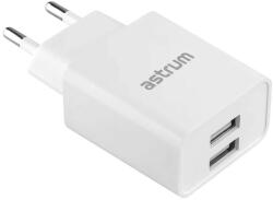 Astrum Pro Dual U24 hálózati töltő 2X USB, 10W, fehér