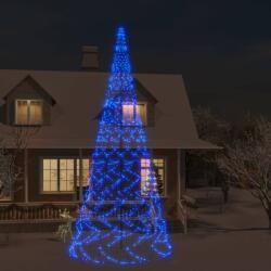 vidaXL karácsonyfa zászlórúdon 3000 kék LED-del 800 cm (343548) - vidaxl
