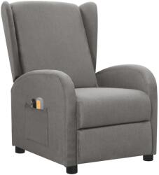 vidaXL Fotoliu de masaj electric rabatabil, gri deschis, textil (3098937)