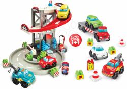 Ecoiffier Joc de construit Abrick garaj supraetajat cu camion Fast Car Écoiffier cu 7 mașinuțe și 1 figurină de la 18 luni (ECO301145)
