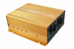 NEW ENERGY Inverter 12V 1500W feszültség átalakító 325x255x103 mm Power USB 2, 1A tiszta szinuszhullámú feszültség transzformátor (INVERTER_12V_1500W_GOLD)