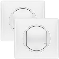 Legrand Netatmo 067632 Celiane előre párosított váltókapcsolós szett 1 db okos egypólusú kapcsolóból (nulla mentes) és 1 db szimpla távvezérlő kapcsolóból álló készlet, két helyről történő világítás kapcsolás