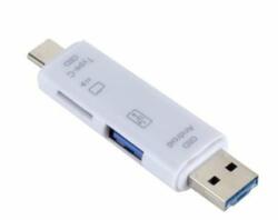 Gigapack Adapter 5in1 (USB/microUSB/Type-C, OTG, microSD / pendrive olvasó) FEHÉR