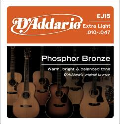 D'Addario EJ15 - Phosphor Bronze Acoustic Guitar Strings, Extra Light, 10-47 - C416C