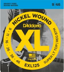 D'Addario EXL125 - Nickel Wound Electric Guitar Strings, Super Light Top/ Regular Bottom, 9-46 - F115F