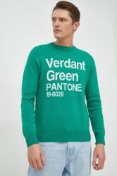 Benetton gyapjúkeverék pulóver férfi, zöld - zöld S