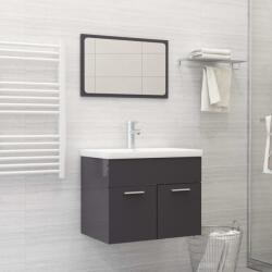 vidaXL Set mobilier de baie, 2 piese, gri extralucios, PAL (804790)