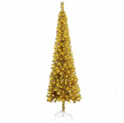 vidaXL Pom de Crăciun subțire cu LED-uri, auriu, 150 cm (3078004)