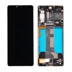 Sony Xperia 10 IV (XQ-CC54) Előlap Keret+LCD Kijelző+Érintőpanel, Fehér (A5047174A) Service Pack