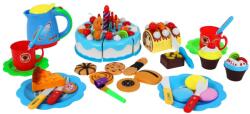 Inlea4Fun Set aniversal cu tort de jucărie și 80 de accesorii - Inlea4Fun SWEET CAKE - albastru (RA-ZDZ.WD-I58)