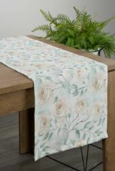 Eurofirany Flore tavaszi asztali futó Zöld/krémszín 40x180 cm