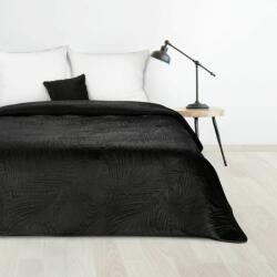 Eurofirany Luiz4 bársony ágytakaró pálmalevél mintával Fekete 220x240 cm