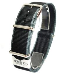 Morellato Curea tip NATO Negru cu Gri Morellato Band Fabric Ribbon - 18mm, 20mm, 22mm (A01U3972A74806CR)