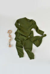 BabyCosy Set 3 piese: body cu maneca lunga, pantaloni lungi si caciulita din bumbac organic si modal - Verde, BabyCosy (BC-CSYM22512)