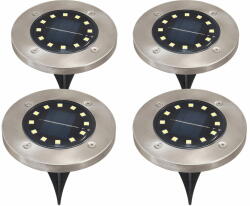 LVT Power Solutions Lampadar grădină bătut în substrat Solară LED 12xSMD - 4 szt. - Satin - Alb rece (5500K) (OO7130)