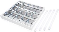 KOLORENO Set: 1x Corp de iluminat cu rastru montat pe zid 4x60cm + 4x Tub LED 9W - Alb neutru (4500K) (KPL-RASTR_4X60N-BN)