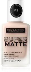 Revolution Relove Super Matte Foundation machiaj matifiant de lungă durată culoare F3 24 ml