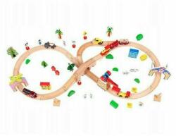 Eco Toys Circuit din lemn cale ferata din 78 piese Ecotoys HM008999 (EDIHM008999)