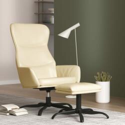 vidaXL Scaun de relaxare cu taburet, crem, piele ecologică (3097445)