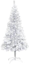 vidaXL Pom de Crăciun artificial cu LED/suport, argintiu, 120 cm PET (3077436)
