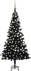 vidaXL Brad de Crăciun artificial cu LED-uri/globuri negru 120 cm PVC (3077674) - vidaxl