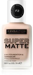Revolution Relove Super Matte Foundation machiaj matifiant de lungă durată culoare F2 24 ml