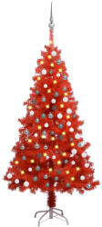 vidaXL Set brad de Crăciun artificial LED-uri/globuri roșu 120 cm PVC (3077684)