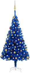 vidaXL Brad de Crăciun artificial LED-uri/globuri albastru 150 cm PVC (3077508) - vidaxl