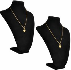 vidaXL Suport bijuterii flanel pentru colier, negru, 23 x 11, 5 x 30 cm, 2 buc (240906)
