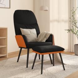 vidaXL Scaun de relaxare cu taburet, negru, textil (3097369)