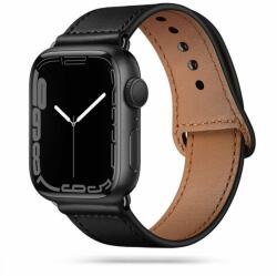 Apple Watch Series 4/5/6/7/8/9/SE (38 / 40 / 41 mm) okosóra szíj - TECH-PROTECT Leather fekete bőr szíj (20 mm szíj szélesség)