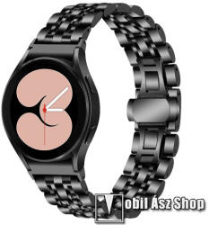 Fém okosóra szíj - FEKETE - rozsdamentes acél, speciális pillangó csatos, 20mm széles - SAMSUNG Galaxy Watch4 40mm / Watch4 44mm / Watch4 Classic 46mm / Watch4 Classic 42mm / Watch5 44mm / Watch5 40mm