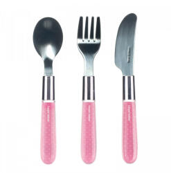 Canpol babies Fém evőeszköz kanál, villa, kés (18h+) - Rózsaszín